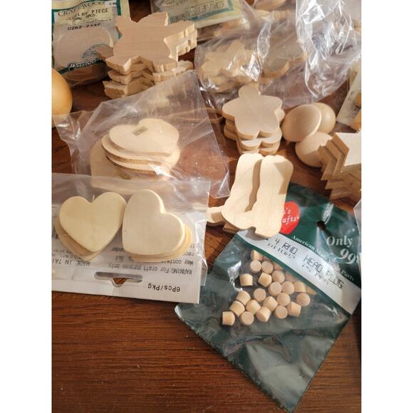 Lot of Wooden Jigsaw Puzzles, Shapes, Embellishments, Cut-Outs Craft Pieces - Picture 2 of 16